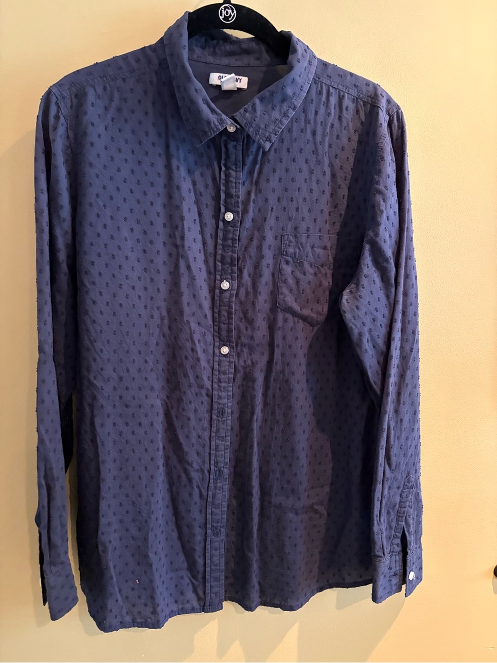 Old Navy, Cotton Swiss Dot navy shirt, L